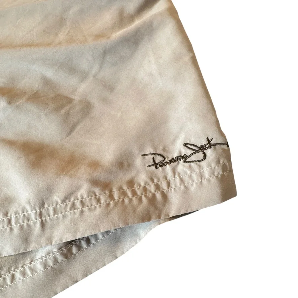 Panama Jack Mens Swim Trunks Large Tan Nylon Mesh Lined Beachwear Coastal